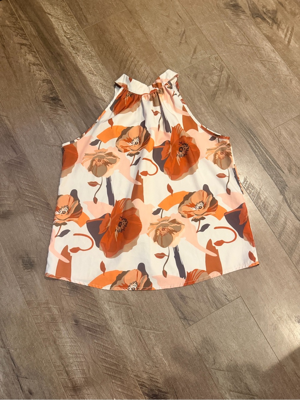 SHEIN Orange Floral Halter Camisole on Cream